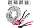 Set Di Reggiatura Con Nastro In Acciaio Vevor 4 Pezzi, Reggiatrice Manuale Con 122 M Di Nastro Metallico, 400 Graffette Metalliche E Taglierina, Attrezzatura Da Officina Perfetta Per L'imballaggio Industriale, Il Trasporto E Lo Stoccaggio.