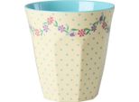 Tazza In Melamina Rice - Crema - Motivo Dots And Flowwers 250 Ml