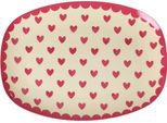 Piatto Rettangolare In Melamina Rice - Stampa A Cuori Rosso 23 X 16,5 Cm