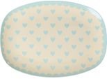 Piatto Rettangolare In Melamina Rice - Stampa A Cuori Turchese 23 X 16,5 Cm
