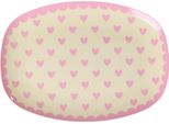Piatto Rettangolare In Melamina Rice - Stampa A Cuori Rosa 23 X 16,5 Cm
