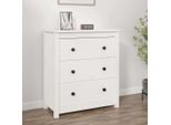 The Living Store Credenza Bianca 70X35X80 Cm In Legno Di Pino Massiccio