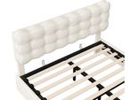 Letto 140 X 190 Cm Con Contenitore, Rete Imbottita Con Illuminazione A Led E Rete A Doghe, Velluto Beige