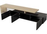 Fortuna Lai Led Tv Lowboard Bianco Lucido Con Illuminazione A Led, 2 Ripiani In Vetro E 2 Vani A Giorno, Mobile Tv Mobili Tv Tavolo Da Soggiorno, L/H/D:200/42/39Cm, Nero/Natura