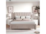Letto Imbottito Fortuna Lai 140X200 Cm, Letto Matrimoniale Con Rete A Doghe, Schienale Regolabile E Cassetto, Letto Funzionale Con Rivestimento In Velluto