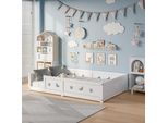 Letto Per Bambini 140 X 200 Cm Con Sponde Di Sicurezza E Rete A Doghe - Legno Di Pino Massiccio - Bianco