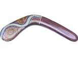 Boomerang Aborigeno Marrone - Design Tradizionale In Legno Con Pittura (40 Cm)