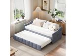 Divano Letto Estraibile 90 X 200 Cm In Velluto Grigio, Funzione Letto Con Meccanismo Idraulico E Vano Contenitore Laterale
