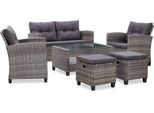 Syfax™ Set Divani Da Giardino 6 Pz Con Cuscini Polyrattan Grigio Scuro