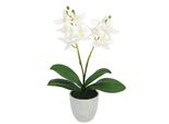Kunstorchidee I.Ge.A. "KüNstliche Orchidee Mit Topf", Weiß, B:14Cm H:30Cm L:14Cm, Polyester, Kunstpflanzen, Dekoblume Im Keramiktopf Mit Rissoptik Kunstblume