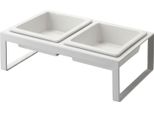 Ciotola Per Cibo Yamazaki Ciotola Per Acqua Per Cani Gatti Ciotola Per Cibo Doppia Ciotola Metallo Ceramica Bianco 04744