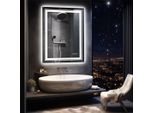 Wisfor Specchio Da Bagno A Led 70X90Cm, Specchio Da Bagno Con Illuminazione Specchio Da Parete Dimmerabile Senza Nebbia, Con Interruttore A Sfioramento