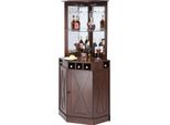 Succebuy Mobile Bar Angolare Dal Design Industriale, Tavolo Da Vino Per Liquori E Bicchieri. Mobile Buffet Con Portabicchieri. Mobile Bar Indipendente In Legno Di Cascina Per Soggiorno, Bar Di Casa. Noce Nero