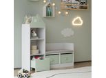 Panca Per Bambini Con Ripiano 'Vipsali' In Design House Con 2 Scatole Pieghevoli 100 X 99 X 30 Cm Verde Menta / Bianco