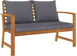 The Living Store Panca Da Giardino 120 Cm Con Cuscini Grigio Scuro In Legno Massiccio Di Acacia