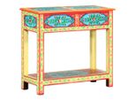The Living Store Consolle Dipinta A Mano 80×35×75 Cm In Legno Massello Di Mango