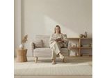 Lvhom Poltrona Xxl In Tessuto Bouclé Con Tasca Laterale, Poltrona Con Cuscino, Poltrona Reclinabile Imbottita 121X87X81,5 Cm, Portata 250Kg, Kaki