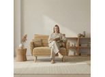 Lvhom Poltrona Xxl In Tessuto Bouclé Con Tasca Laterale, Poltrona Con Cuscino, Poltrona Reclinabile Imbottita 121X87X81,5 Cm, Portata 250Kg, Giallo