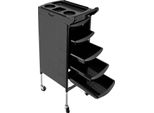 Carrello Da Parrucchiere, 5 Cassetti, Regolabile In Altezza, Nero