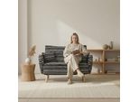Lvhom Poltrona Xxl In Tessuto Bouclé Con Tasca Laterale, Poltrona Con Cuscino, Poltrona Imbottita, Reclinabile 121X87X81,5 Cm, Portata 250Kg, Nero