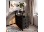 Unboxg Tavolino Nero Con 3 Cassetti E Presa Multipla – Comodino Con Funzione Di Ricarica 60×30×62 Cm
