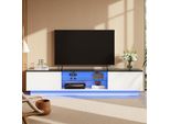 Unboxg Mobile Tv Bianco 160 Cm Con Illuminazione A Led – Mobile Tv Con Ripiano In Vetro, Spazio Aperto E Contenitore, Mobile Tv Moderno 160×22×35 Cm