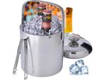 Secchiello Per Il Ghiaccio, Acciaio Inox 304, Diametro 20 Cm, Capacità 3 Litri, Doppio Isolamento, Coperchio E Manico Inclusi