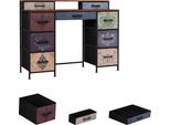 Tavolo Da Trucco Con 9 Cassetti, Ampio Spazio Contenitivo, Piano In Legno, Design Bifacciale, Piedini Regolabili E Dispositivo Antiribaltamento.