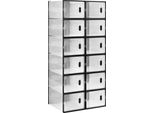 Scatole Per Scarpe - Set Di 12 Scatole Per Scarpe - Impilabile - Anta Con Chiusura Magnetica - Pieghevole - Trasparente - Dimensioni 35X25X19 Cm - Plastica Pp - Bianco