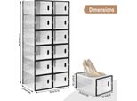 Scatole Per Scarpe - Scatole Per Scarpe - Set Di 12 - Impilabili - Pieghevoli - Pp Trasparente - Modulari - Dimensioni 25X18,5X35,5 Cm - Blu