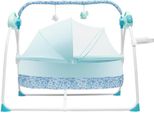 Sdraietta E Culla - Altalena Elettrica Per Bambini - 5 Velocità - Telecomando - Pieghevole - Portabiberon - 0-18 Mesi - 20 Kg+ - Blu