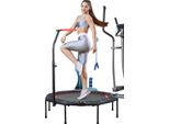 Trampolino Fitness, Diametro Ø128 Cm, Portata 150 Kg, Maniglie Regolabili, Design Ottagonale, Piedini In Gomma Antiscivolo