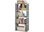 Libreria A 5 Ripiani, 4 Cubi, Libreria Alta, Scaffale Verticale Indipendente Assemblato Per Camera Da Letto/Soggiorno, Ufficio, Armadio, Studio