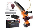Mini Motosega, Motore Brushless, Batteria A Lunga Durata, Arancione, Due Batterie