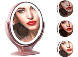 Specchio Trucco, Luce Led, Ricaricabile Tramite Usb, Rosa