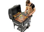 Carrello Per Barbecue A Carbonella, Griglia 57X42 Cm, Barbecue Termoisolante 54X20 Cm, Ventilazione Regolabile 4, Termometro Integrato, Vaschetta Per Carbonella Regolabile In Altezza