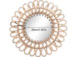 Specchio Da Parete, Design Boho, Materiali Naturali, Colore Legno