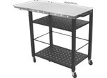Tavolo Barbecue, Design A 4 Livelli, Mobile Con Ruote, Nero