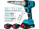 Pistola Rivettatrice A Batteria, Funzionamento Automatico, Motore Brushless, 2 Batterie