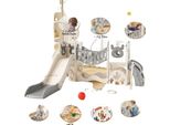 Scivolo Per Bambini Piccoli, Set Da Gioco Per Interni Ed Esterni, Canestro Da Basket Incluso, 9 In 1
