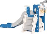 Scivolo Per Bambini, Scala Da Arrampicata, Canestro Da Basket, Grigio Chiaro