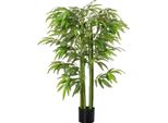 Bambù Artificiale, Altezza 140 Cm, 780 Foglie, Vaso Nero Stabilità, Uso Interno, Bassa Manutenzione