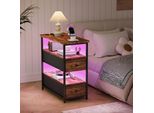 Comodino A 4 Ripiani Con Design Tigre, Illuminazione Led Multicolore, Cassetti In Tessuto E Prese Eu, Usb E Type-C – Controllo Tramite App E Telecomando