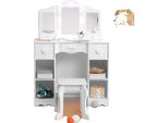 Tavolo Da Trucco Per Bambini, Specchio Rimovibile, Ampio Spazio Contenitivo, Bianco