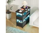 Comodino Nero A 4 Ripiani Con Illuminazione Led Multicolore, Cassetti In Tessuto, Porte Eu, Usb E Type-C – Telecomando