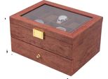 Scatola Per Orologi, 20 Scomparti, Coperchio In Vetro, Colore Legno