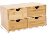 Organizer Da Scrivania, Materiale In Bambù, 4 Cassetti, Colore Legno