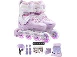 Pattini In Linea, Calzata Regolabile, Ruote Luminose, Set Viola, Taglia 27-30