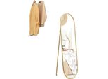 Specchio A Figura Intera, Telaio In Metallo, Altezza 160 Cm, Larghezza 40 Cm, Forma Ovale, Posizionamento Versatile
