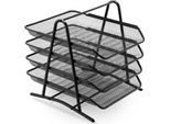 Organizer Da Scrivania, Design A 4 Livelli, Scomparti Scorrevoli Lisci, Nero